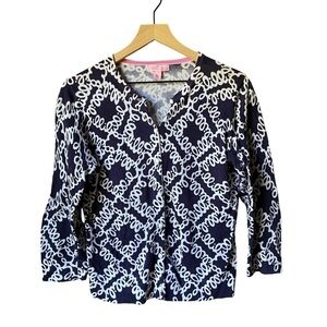 Lilly Pulitzer classic three-quarter sleeve button up cotton cardigan sweater